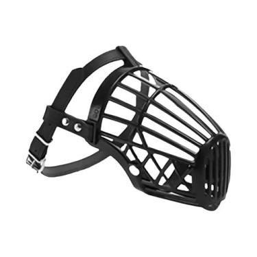 Imagem de Focinheira Ajustável De Plástico Macio E Couro Para Cães Pequenos, Méd