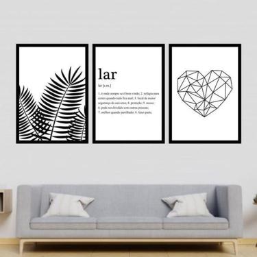 Imagem de Kit 3 Quadros Decorativos Significado Lar Coração