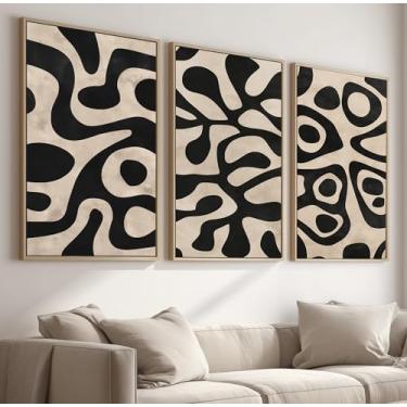 Imagem de Kit 3 Quadros Decorativos Com Moldura Tecido Canvas, Arte Para Quarto, Sala, Corredor, 60x90cm