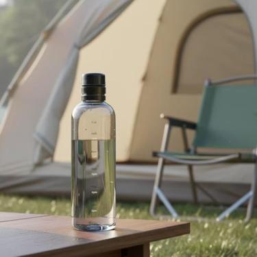 Imagem de LCUQOTI Garrafa esportiva de plástico de 500 ml, garrafa de água com marcador de tempo, garrafa esportiva à prova de vazamento para academia, escola, escritório, viagens (preta, 500 ml)