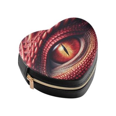 Imagem de Burbuja Caixa de joias em forma de coração vermelho olho de dragão mini estojo de joias de viagem para mulheres e meninas, estojo portátil organizador de armazenamento para brincos, anéis, colares