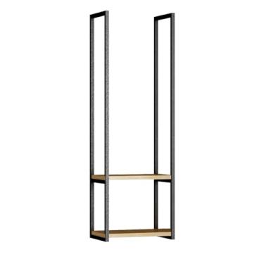 Imagem de Prateleiras flutuantes de madeira de 2 camadas - Armazenamento de teto elegante para plantas, vinho e cozinha - Unidade organizadora moderna para decoração de casa, escritório e bar (30 x 30 x 65 cm)