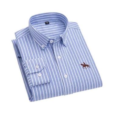 Imagem de Camisa Social Masculina De Algodão Oxford De Manga Longa Para Primaver