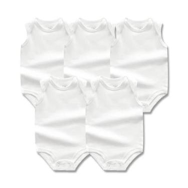 Imagem de Conjunto De 5 Peças De Body Sem Mangas De Algodão Branco Para Bebês, R