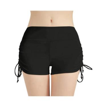 Imagem de Calcinha De Banho Feminina Com Cordão Ajustável De Cintura Alta, Short