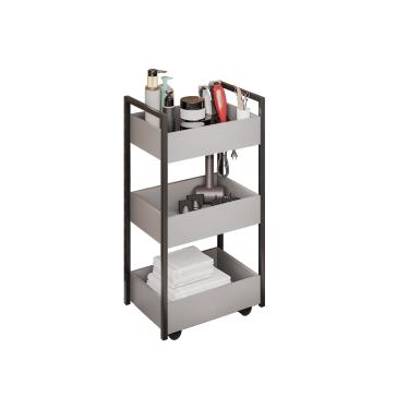 Imagem de Carrinho de apoio Estética Salão Industrial 3 Prateleiras Lille Grafite/Pto M12 - D'Rossi