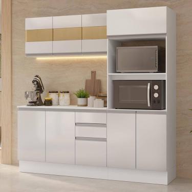 Imagem de Armário De Cozinha Completa 100% Mdf 190cm Smart Branco Brilhante Madesa 01 Branco