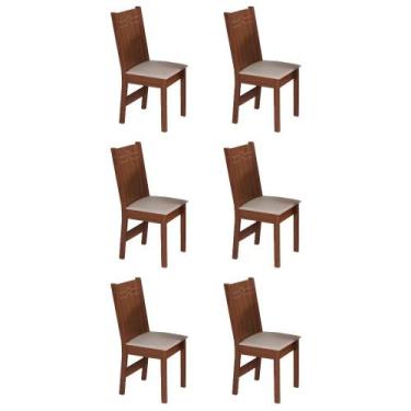 Imagem de Kit 6 Cadeiras Paraty MDF e Assento em Tecido Bagum - Móveis São Carlo