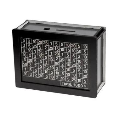 Imagem de Cofrinho Reutilizável Preto Com Contador De Metas Financeiras DIY Para