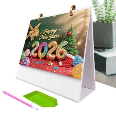 Imagem de Calendário de pintura de pedras preciosas 2026 - kit de pintura de pedras preciosas de calendário mensal - suprimentos para festas de fim de ano para viagem, apartamento, dormitório, escritório, casa