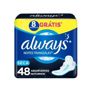 Imagem de Absorvente Always Noites Tranquilas Cobertura Seca com Abas Leve 48 Pague 40