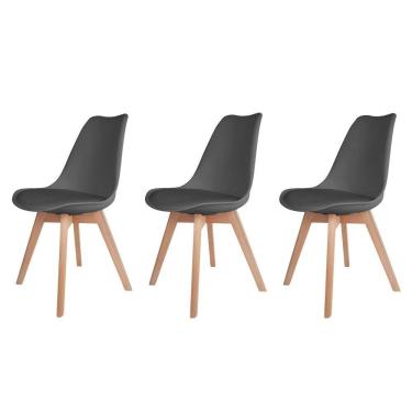 Imagem de Kit 3 Cadeiras p/Mesa De Jantar Saarinen Design Cinza Cinza