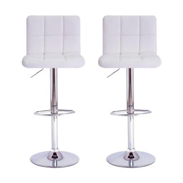 Imagem de Kit 2 Banquetas Estofadas c/encosto p/Cozinha Gir.branca