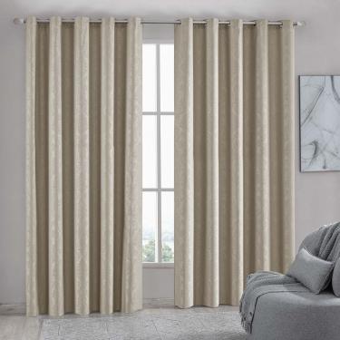 Imagem de Cortina Imperial Em Jacquard Para Varão Simples 3,00m X 2,60m 100% Poliéster - Bege