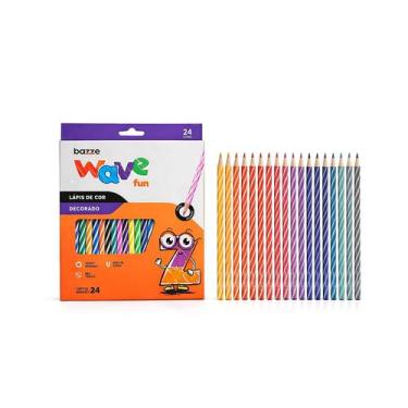 Imagem de Lápis de Cor Bazze Wave Fun 24 Cores Corpo Decorado