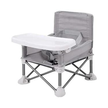 Imagem de Cadeira De Refeição Portátil E Dobrável Para Bebês Com Prato E Cinto D