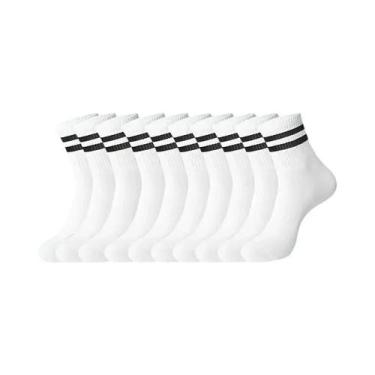 Imagem de Meias Listradas Unissex De Cano Médio 6, 10 Ou 20 Pares Respiráveis, A