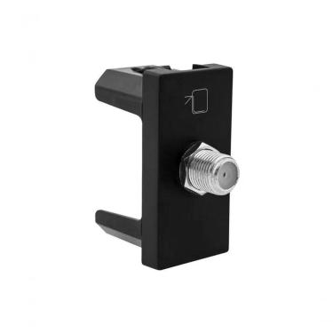 Imagem de Módulo Tomada Antena TV Pial Plus+ 615030PT com Conector Tipo F para Cabo Coaxial 75 Ohms Preto
