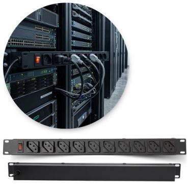 Imagem de Regua Tomada Filtro De Linha 10 Tomadas Rack 19 Preto Ipec