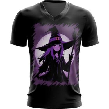 Imagem de Camiseta Gola V Bruxa Halloween Púrpura Festa 14 - Kasubeck Store®, G