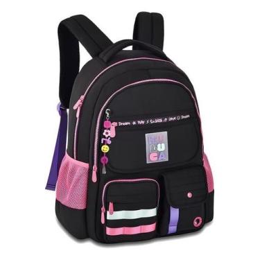 Imagem de Mochila Preto Luluca Costa Escolar Bolsos - Clio