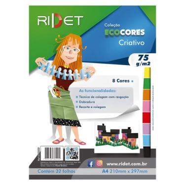 Imagem de Bloco Criativo A4 75 Gramas c/ 32 Folhas - Eco Cores - Ridet