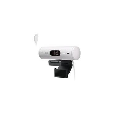 Imagem de Webcam + Suporte Logitech Brio 500 Full HD, 1080p, 30 FPS, com Microfones Duplos, USB, Suporte Incluso, Branco - 960-001426