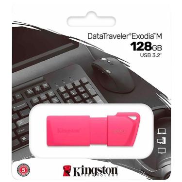 Imagem de Pendrive Kingston Exodia m 128GB USB 3.2 200MB-s Rosa
