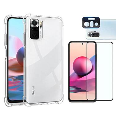 Imagem de Kit Capa Anti Impacto, Película de Vidro 3D e Lente de Câmera Para Redmi Note 10 Pro (6.67 Pol) - Jodda