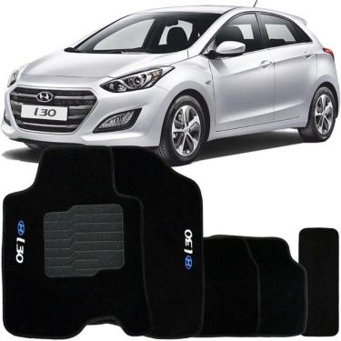 Imagem de Jogo de Tapete Automotivo Carpete Hyundai I30 2013 à 2017 Soft Logo Bordado Preto 5 Peças