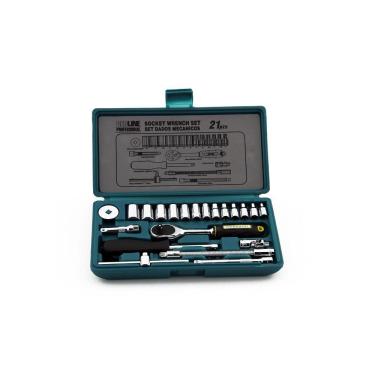 Imagem de Conjunto de Chaves e Soquetes 1/4' com 21 Peças Cromado