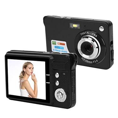 Imagem de Câmera digital, foco automático de 18 MP, zoom digital 8x, tela LCD de 2,7 polegadas, câmera fotográfica com microfone para crianças, amigos, pais, presentes (preto)