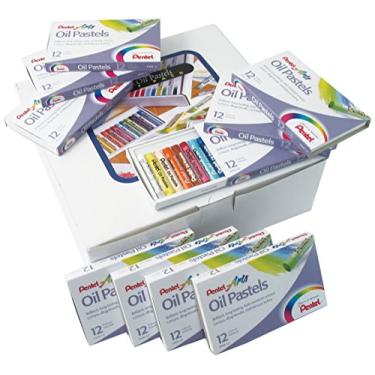 Imagem de Pentel Pacote de aulas de pastéis a óleo artístico, cores brilhantes e resistentes ao desbotamento, 36 (pacotes com 12 cores)