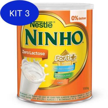 Imagem de Kit 3 Ninho Pó Zero Lactose 700G Composto Lácteo Ninho Forti - Nestle
