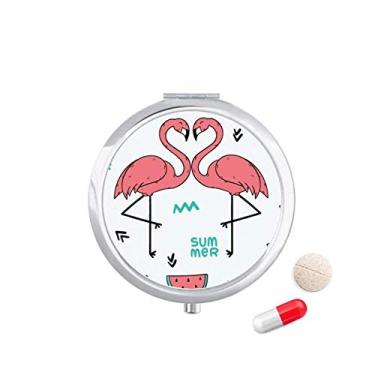 Imagem de Caixa de comprimidos para amantes de casais de flamingo, caixa de armazenamento de medicamentos, dispensador de recipiente