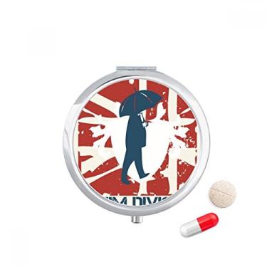 Imagem de Caixa de armazenamento de medicamentos com estampa de guarda-chuva vermelho azul com grafite