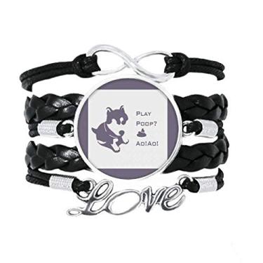 Imagem de OFFbb-USA Pulseira de cocô divertida Husky que toca cachorro cocô acessório amor pulseira de couro torcido para presente