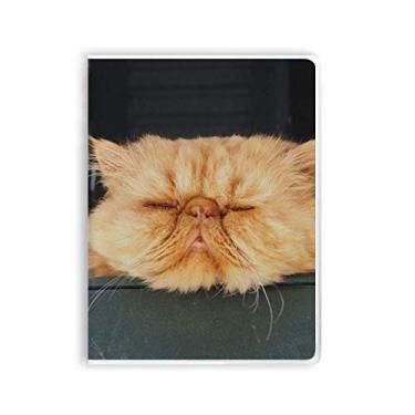 Imagem de Caderno de desenho de gato amarelo divertido com capa de goma para diário de capa macia