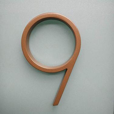 Imagem de Número de casa flutuante dourado 3D de 12,7 cm 0-9 letra AB, placas de porta com alfabeto digital para domicílio ao ar livre, montagem com parafuso, à prova d'água, antiferrugem