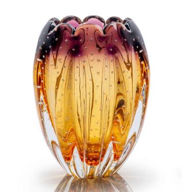 Imagem de Vaso Em Cristal Murano Lilás E Âmbar  São Marcos