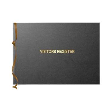 Imagem de Livro de Visitantes e Livro de Visitantes Officewerks, 120 páginas, 21 x 18 cm, capa dura preta, encadernação costurada Smyth durável