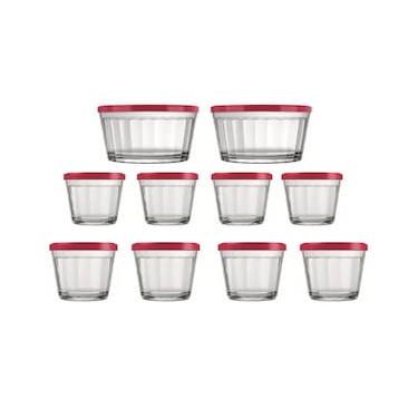 Imagem de Conjunto de Tigelas Copo Americano em Vidro com Tampa de Plástico – 10 Peças