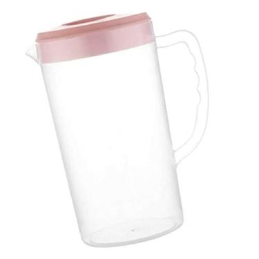 Imagem de Jarra de galão com tampa ajustável - Jarra com filtro de água de 2200ML com tampa - Jarra de plástico transparente resistente ao calor para suco, chá gelado, bebidas, limonada (Color : Pink, Size :