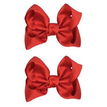 Imagem de ZOONAI Grampos de cabelo para bebês de 7,6 cm grampos de cabelo para cabeça para meninas e adolescentes acessórios de cabelo - conjunto de 2 (vermelho)