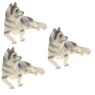 Imagem de ABOOFAN 3 Pecas jogo de modelo husky figuras de animais realistas modelo de reconhecimento de cachorro modelos modelo cognitivo de cachorro simulação de figuras de animais cão artificial