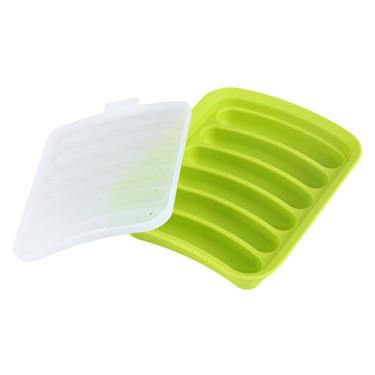 Imagem de Salsicha de silicone 6 em 1 para fazer cachorro-quente, fácil de limpar, perfeito para churrasco em família, também adequado para fazer bolos de banana, biscoitos (verdes)