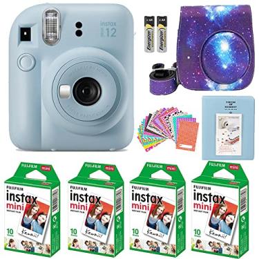 Imagem de Câmera instantânea Fujifilm Instax Mini 12 Azul-pastel com pacote de filme (40 folhas) + acessórios incluindo alça de estojo de transporte de galáxia, álbum de fotos, adesivos (azul-pastel), compacta