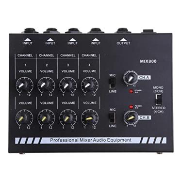 Imagem de SilteD DLOETT MIX800 Mini mixer de som de 8 canais com adaptador de alimentação Mixer mono/estéreo Amplificador de som de baixo ruído