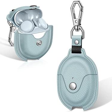 Imagem de Fintie Capa protetora para Pixel Buds Série A (2021) / Pixel Buds 2 (2020), couro PU premium slim fit fecho de pressão de metal capa portátil com chaveiro (azul gelo)