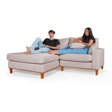 Imagem de Sofá Paris 2 Lugares Living Com Chaise Essencial Estofados (Lado Direito, Bege)